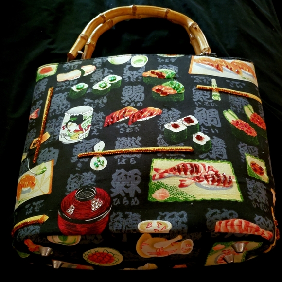 Far Nine Handbags - Beaded Sushi purse with Bamboo Handle